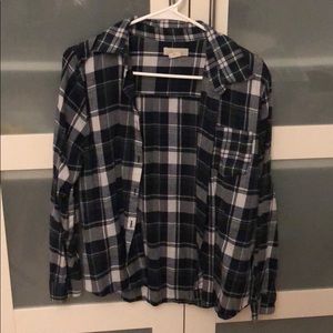 Love Notes Navy Blue White Green Plaid Flannel